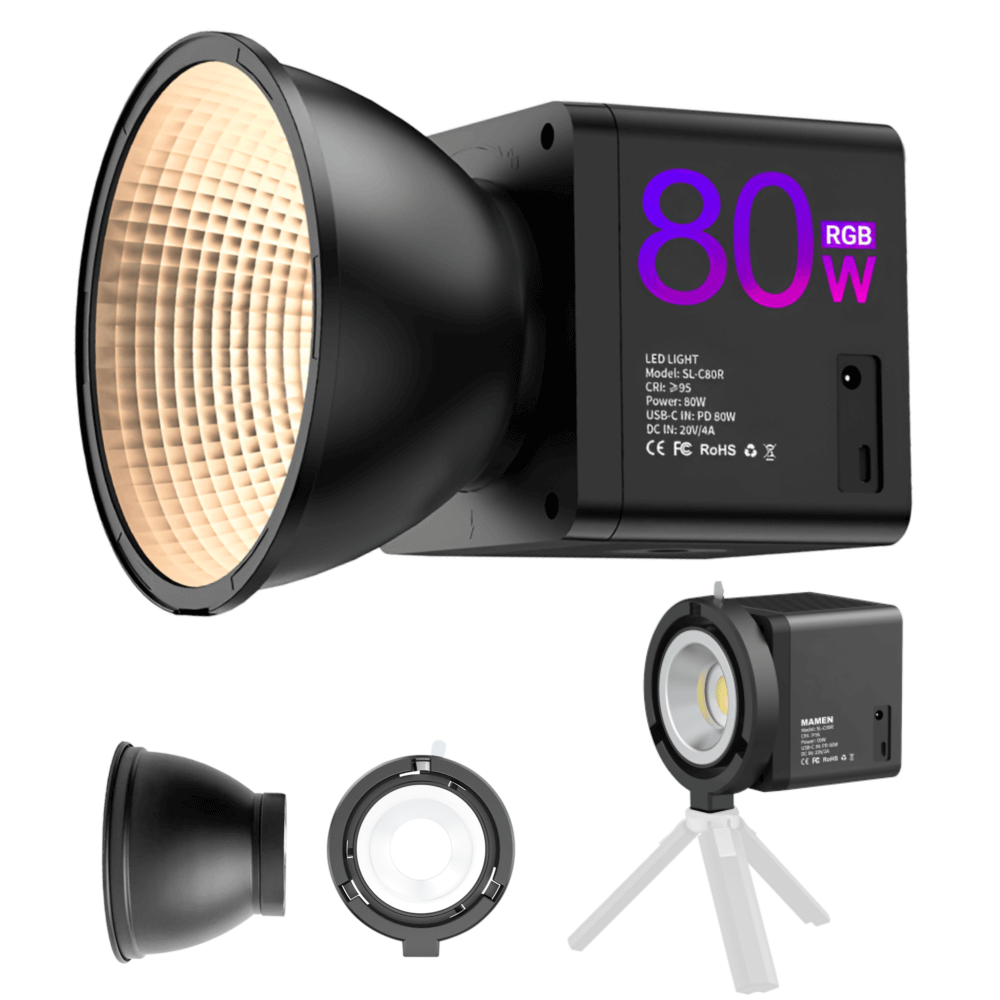 Iluminador-LED-Mamen-SL-C80R-COB-Spotlight-RGB-80W-com-Adaptador-Bowens-Bivolt -1- Iluminador-LED-Mamen-SL-C80R-COB-Spotlight-RGB-80W-com-Adaptador-Bowens-Bivolt -1-